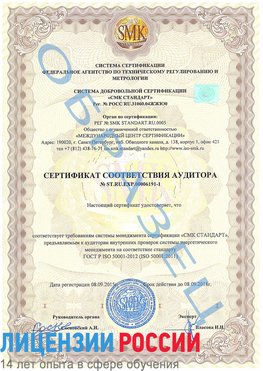 Образец сертификата соответствия аудитора №ST.RU.EXP.00006191-1 Благовещенск Сертификат ISO 50001