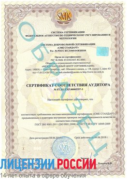Образец сертификата соответствия аудитора №ST.RU.EXP.00005397-3 Благовещенск Сертификат ISO/TS 16949