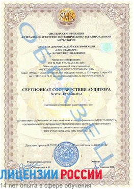 Образец сертификата соответствия аудитора №ST.RU.EXP.00006191-3 Благовещенск Сертификат ISO 50001