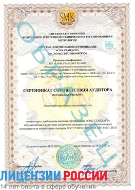 Образец сертификата соответствия аудитора №ST.RU.EXP.00014299-1 Благовещенск Сертификат ISO 14001